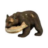 Large Black Forest Bear With a Salmon, f