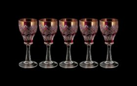 Cranberry Glass - Suite of Five Engraved