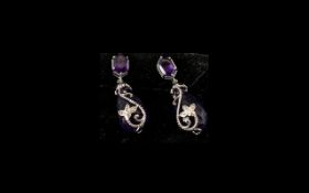 Amethyst Briolette Drop Earrings, each b