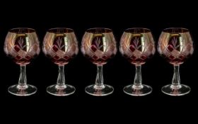Cranberry Glass - Suite of Five Brandy G