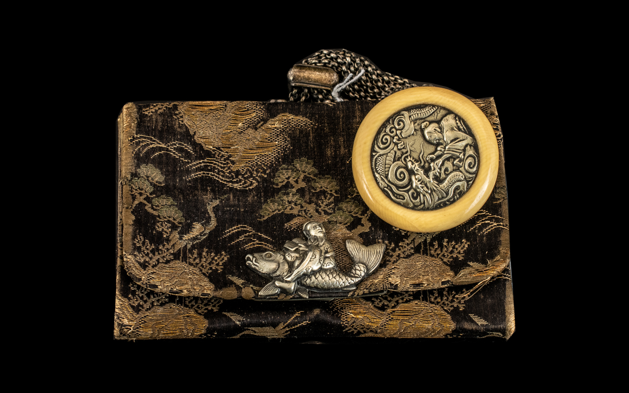 Japanese Meiji Period Silk Purse With an