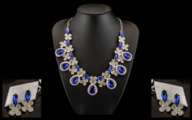 Sapphire Blue and White Crystal Collar N