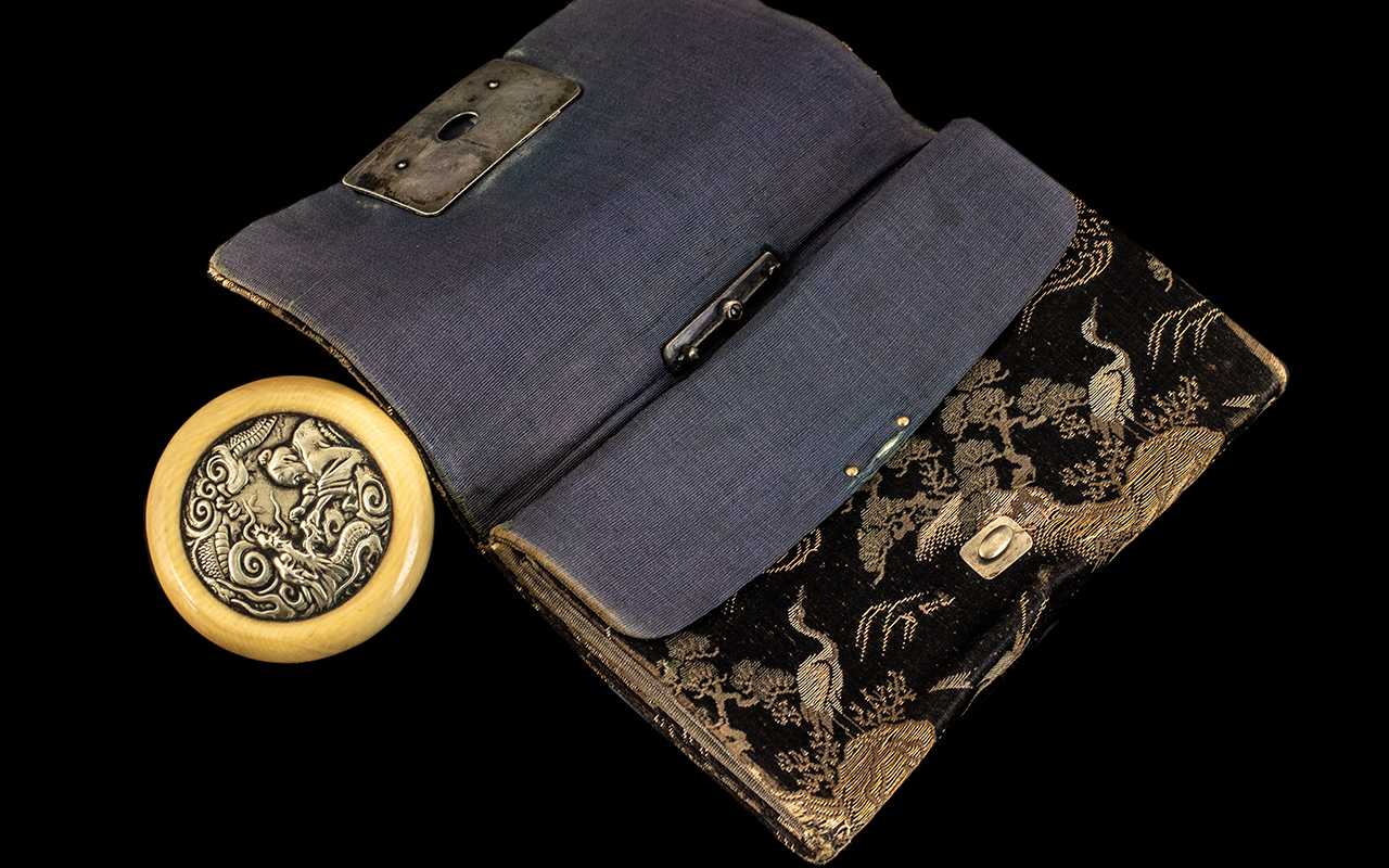 Japanese Meiji Period Silk Purse With an - Image 2 of 2