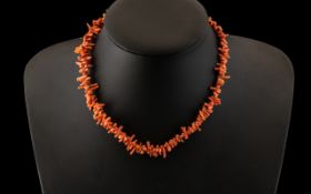 1920's Graduating Pink Coral Necklace, G