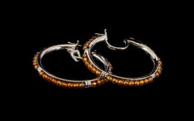 Hessonite Garnet Large Hoop Earrings, ro