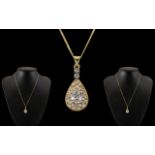 Ladies Superb 18ct Gold Pear Shaped Pend