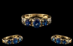 Ladies Attractive 9ct Gold Sapphire and Diamond Set Dress Ring. Marked 9ct to Interior of Shank.