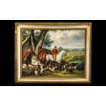 Oil on Board Depicting a Hunting Scene with good detail and colour; 29 inches x 23