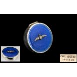 RAF - Sweetheart Hinged Circular Lidded Enamel and Silver Compact with Interior Mirror of Small