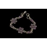 Ladies Sterling Silver Amethyst Set Stylised and Well Made Bracelet of Attractive Form.