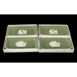 Wedgwood Green Jasper - four oblong sweet dishes, in original boxes.