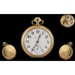 Hamilton Watch Co 17 Jewels - Gold Filled Open Faced Keyless Pocket Watch,