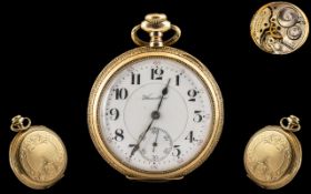 Hamilton Watch Co 17 Jewels - Gold Filled Open Faced Keyless Pocket Watch,