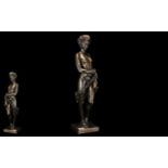 Large Bronzed Figure of a Semi Clad Woman in a classical pose,