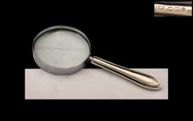 Silver Handled Magnifying Glass, nice quality silver magnifying glass, fully hallmarked for