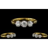 18ct Gold - Nice Quality 3 Stone Diamond Set Ring.