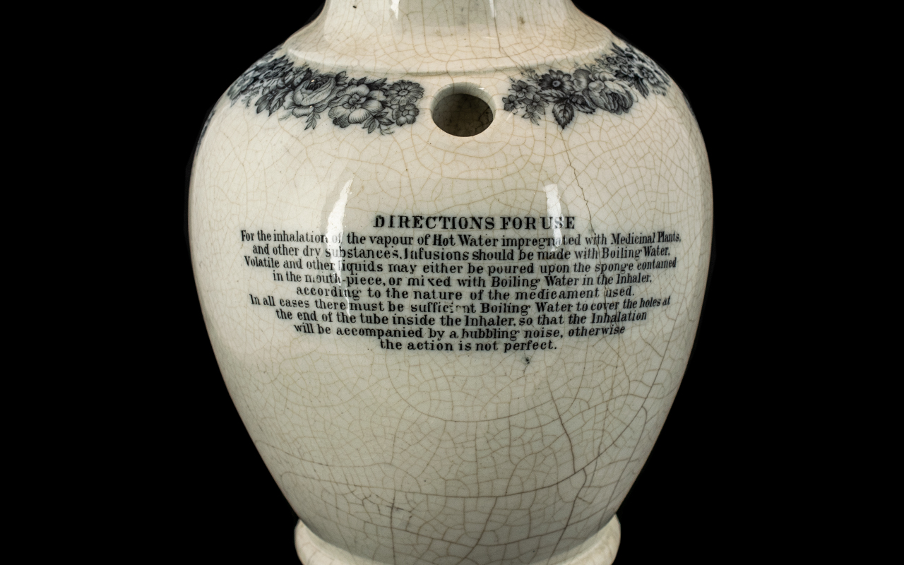 Victorian Advertising Interest. Earthenware Inhaler, Made by S. Maw Son & Thompson, Decorated with - Image 2 of 2