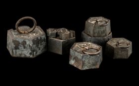 Set of Eight French Antique Iron Weights, 50g to 2kg,