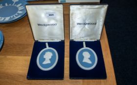 Wedgwood Silver Wedding Plaques of H M The Queen and The Duke of Edinburgh,