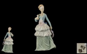 Nao by Lladro Tall and Impressive Hand Painted Figurine ' Elegant Young Woman ' In a Large