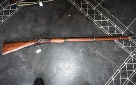An Enfield 1859 Pattern Smooth Bore rifle, with fixed rear sights, 3 Bars, lock marked crown over V.