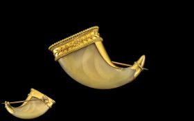 Antique Period 15ct Gold - Mounted Jade Claw Brooch.