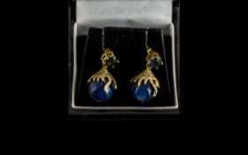 Sapphire & Diamond Drop Earrings,