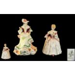 Royal Doulton Hand Painted Pair of Porcelain Figures. Comprises 1/ Flowers of Love ' Rose ' HN3709.