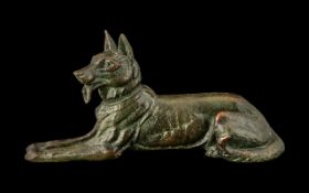 Art Deco Period Bronze over Metal Figure of a German Shepherd Dog,