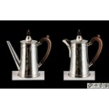 Elizabeth II Superior Quality ( Thick Gauge ) Planished Sterling Silver Matched Coffee Pot and Water