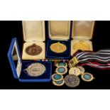 A Collection of Base Metal Award Medals & Ribbons.