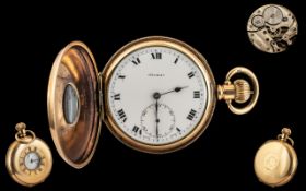 Doxa - Excellent Gold Filled Demi Hunter 15 Jewell's Keyless Pocket Watch. c.1930's.