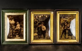 Collection of Three German Crystoleums, two depicting young children at play,