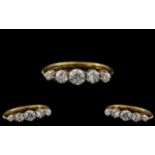 18ct Gold - Attractive 1920's 5 Stone Diamond Set Ring - In a Gallery Setting. The 5 Semi-Cut