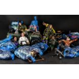Large Collection of Action Figures with bags of accessories and some vehicles.