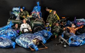 Large Collection of Action Figures with bags of accessories and some vehicles.