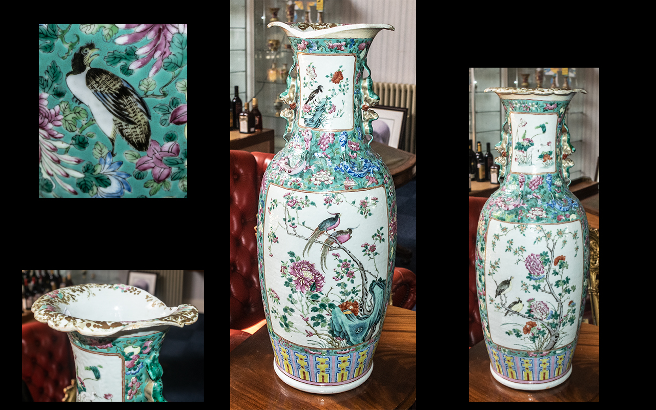 A Chinese 19th Century Cantonese Vase decorated in Famille Rose enamels,