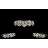 Platinum Excellent Quality and Attractive 5 Stone Diamond Ring. Marked Platinum to Interior of