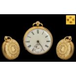Victorian Period Superb 18ct Ornate Gold - Open Faced Pocket Watch with Ornate Chased Decoration