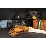 Collection of 5 Designer Leather Handbags, all with original dust bags, Lulu Guinness black,