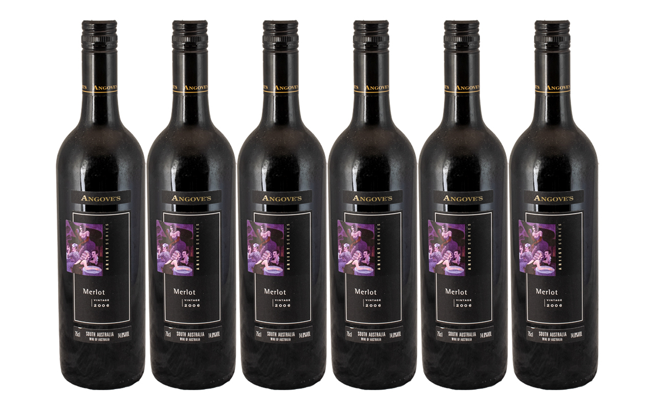 Angoves - Artist Series Vintage Merlot 2006 Red Wine ( 6 ) Bottles In Total.