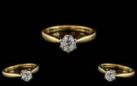 18ct Gold Single Stone Diamond Ring. Full Hallmark to Interior of Shank. The Round Brilliant Cut