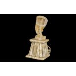 Egyptian Pharaoh Alabaster Lamp, electrified, measures 16" tall.