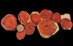 Collection of Ten Antique Wax Seal Impressions, all of interesting crests. Please see images.