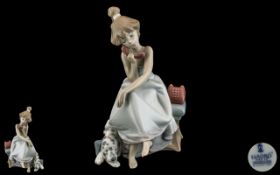 Lladro Hand Painted Porcelain Figure ' Chit Chap ' Girl on Telephone. Model 5466.