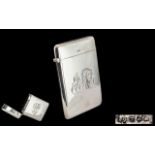 Edwardian Period - Gents Large Sterling Silver Hinged Card Case,