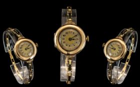 Rolex - Ladies 9ct Gold 1930's Mechanical Wind Round Wrist Watch with Expanding 9ct Gold Integral
