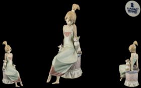 Lladro - Hand Painted Porcelain Figure ' Bedtime - Girl with Kittens ' Model No 5443.