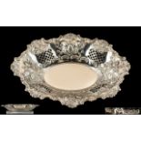 Victorian Period Sterling Silver Ornate / Embossed Fruits Dish / Bowl with Extensive Embossed