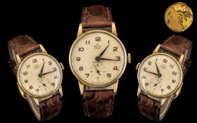 Smiths Delux 15 Jewell's 9ct Gold Cased Mechanical Wrist Watch with Leather Strap.